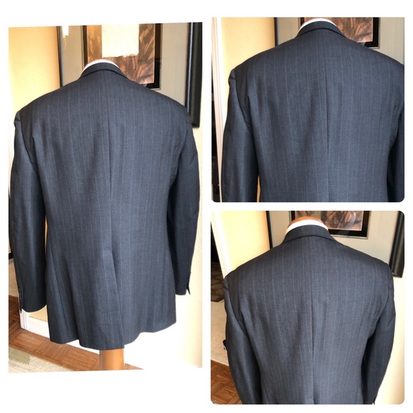 Hart Schaffner & Marx Famous Barr 2 Piece Dark Gray Pinstripe Wool Suit Size 43L - Picture 11 of 16